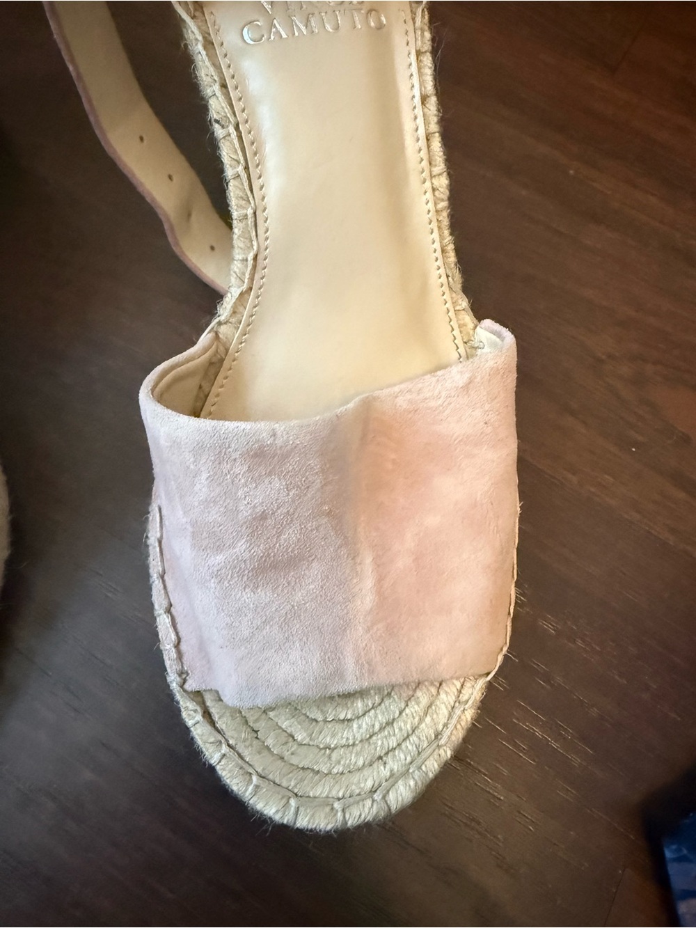 Vince Camuto Blush Suede Espadrille Wedge Sandals - Picture 4 of 13